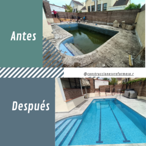 Leganés:                          -Demolición del revestimiento de suelo      -Cambio de tuberías        -Depuradora a caseta exterior  -Instalación de pavimento porcelánico antideslizante -Limpieza final de obra