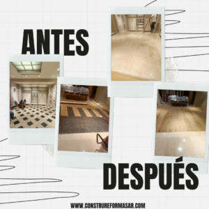 Centro comercial El Tajo Toledo :

-Demolición del revestimiento de suelo

-Instalación de mármol en salones de la tienda

-Instalación de tarima flotante en madera

-Acomodación de mueblería propia de la tienda

-Limpieza final de obra